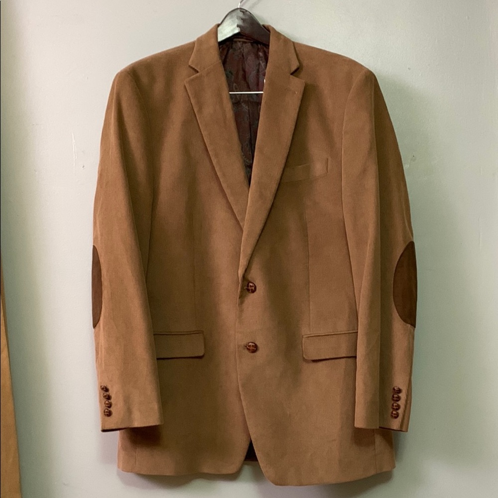 LRL Ralph Lauren Tan Corduroy Blazer with Elbow Patches and Leather Buttons